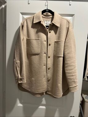 Madewell Neutral Beige Shacket with Patch Pockets